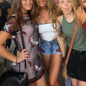 Black sheer dress with birds